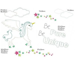 Kleine Stickserie Einhorn - Be pure Be unique